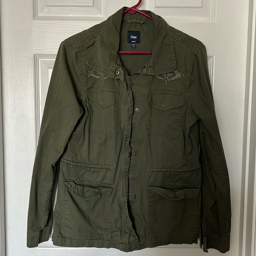 GAP army green zip/snap jacket